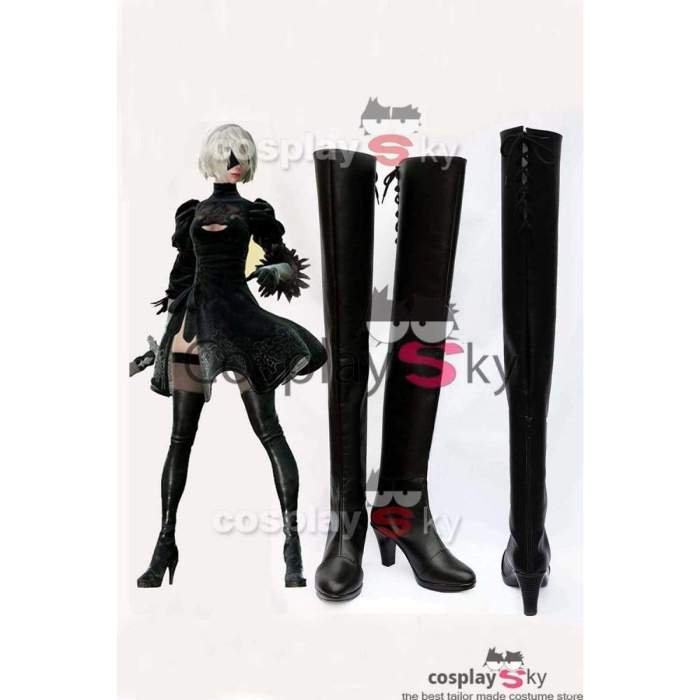 Nier:Automata 2B Cosplay Costume + Wigs + Shoes