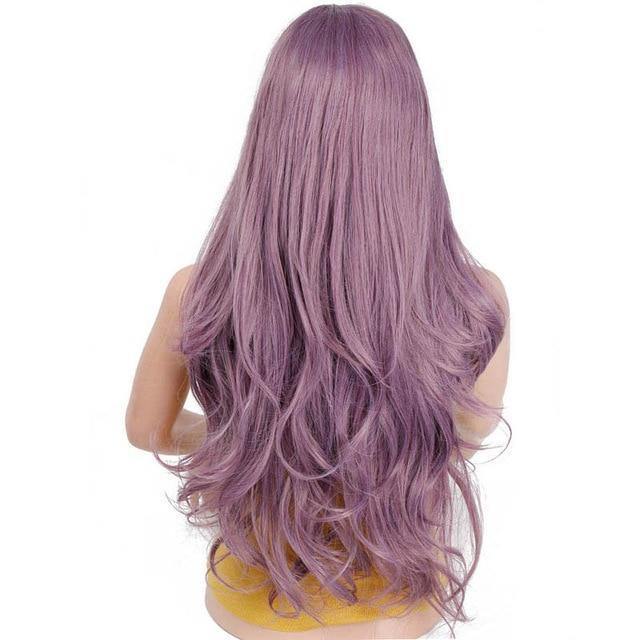 Synthetic Lace Front Wig Long Wavy Purple Wigs For Black/White Women Cosplay Ombre Pink Brown Black Grey Blonde Wigs
