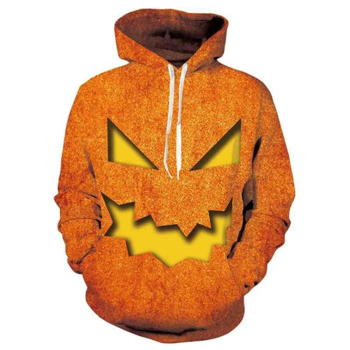 Mens Hoodies 3D Printed Pumpkin Ghost Halloween Pattern Printing Hoodies