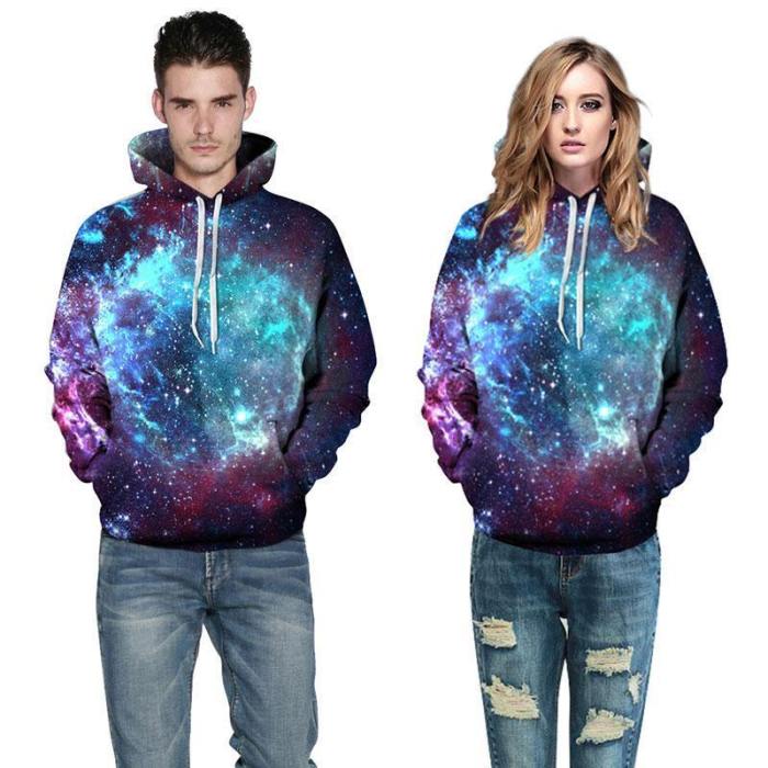 Purple Blue Galaxy Hoodies 3D Pullover Sweatshirt
