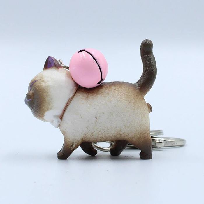 Adorable Cartoon Cat With Bell Keychain