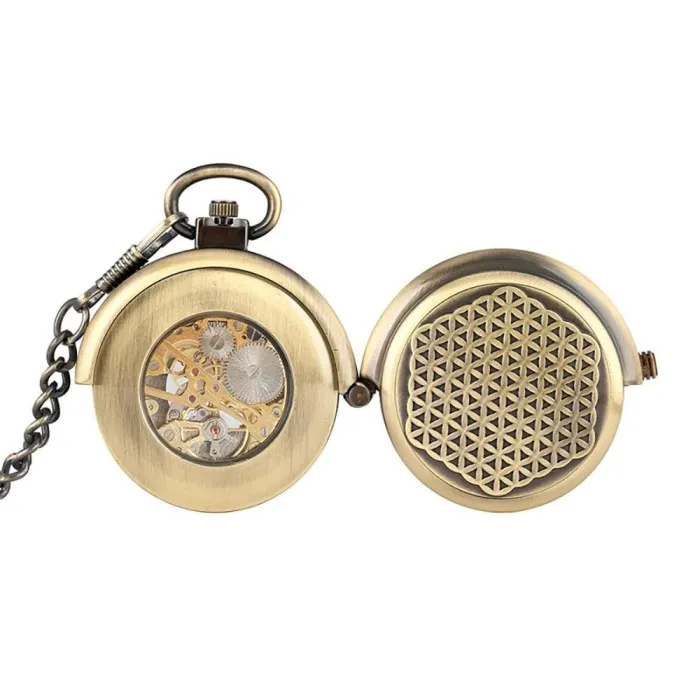 Retro Bronze Mechanical Wind Up Pocket Watch