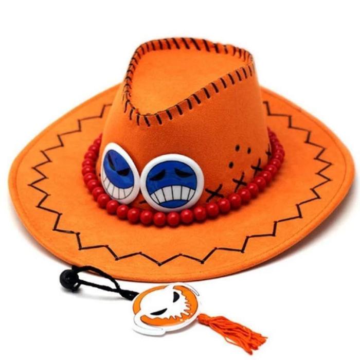 Cosplay D Ace Hat Anime One Piece Portgas Vulcan Ace Cowboy Hat For Adult Pirates Caps With Bones Skull Toys Souvenirs