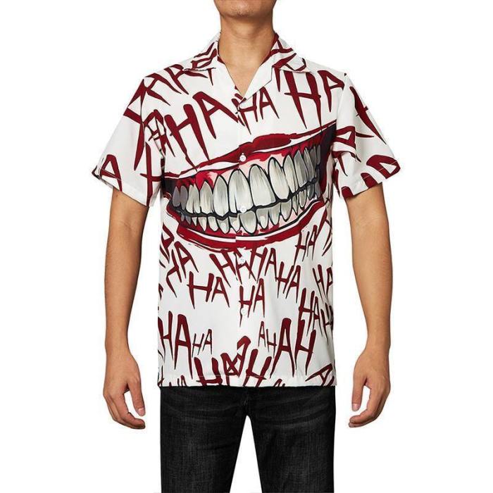 Men'S Hawaiian Shirts Haha Joker Smile Laugh Printed