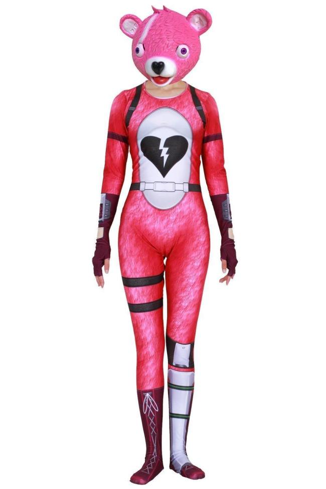 Fortnite Cuddle Team Leader Bear Outfit Cosplay Costume Pink