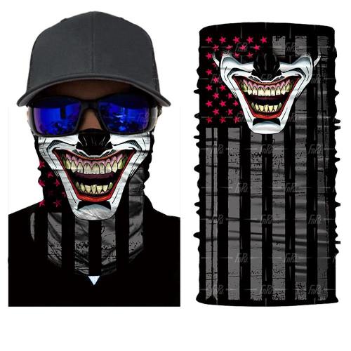 Seamless 3D Evil Clown Joker Face Mask Neck Gaiter