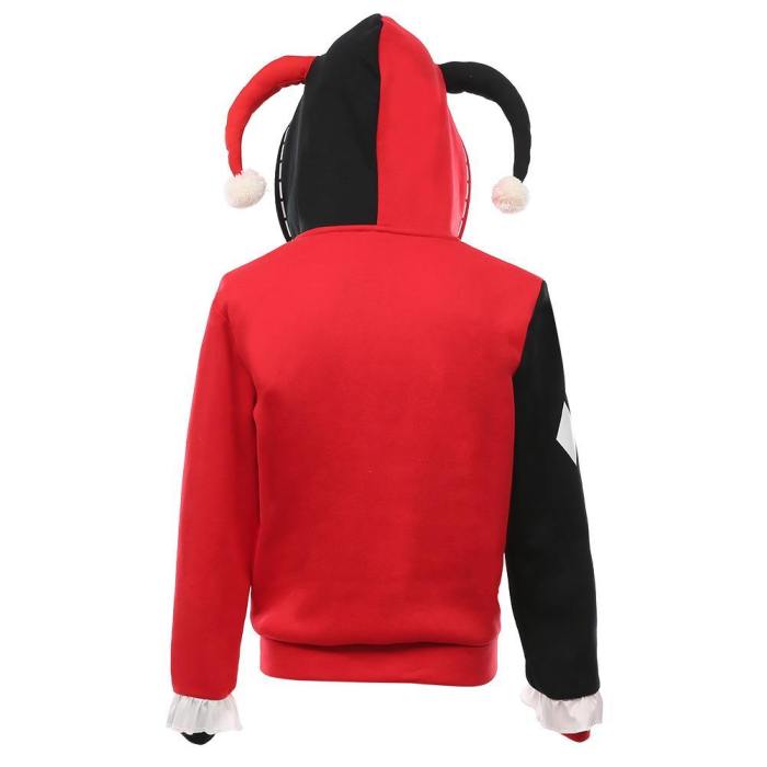 Harley Quinn Hoodie Zip Up Jacket Sweatshirt Halloween Carnival Suit For Juniors Teens Cosplay Costume