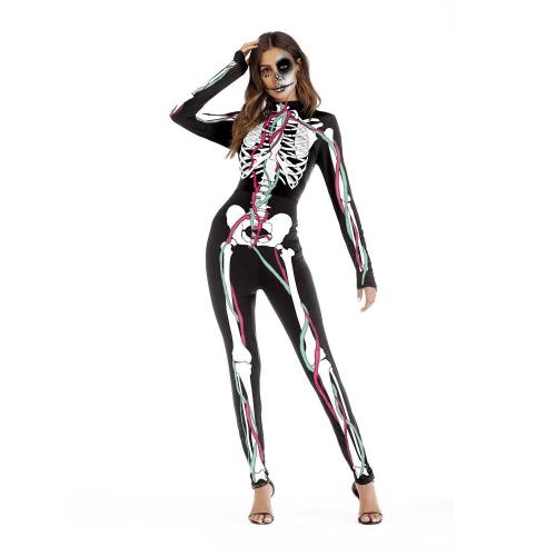 Halloween Party Sexy Costume Skull Jumpsuit Costume For Women And Girls