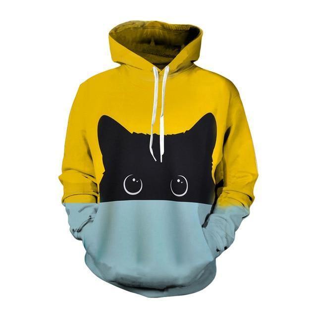 Womens Hoodie Kawaii Black Cat Sweatshirts