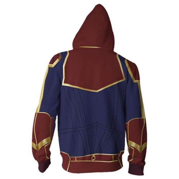 Teen Zip-Up Hoodie Avengers 4 Captain Marvel Carol Danvers 3D Sweatshirt