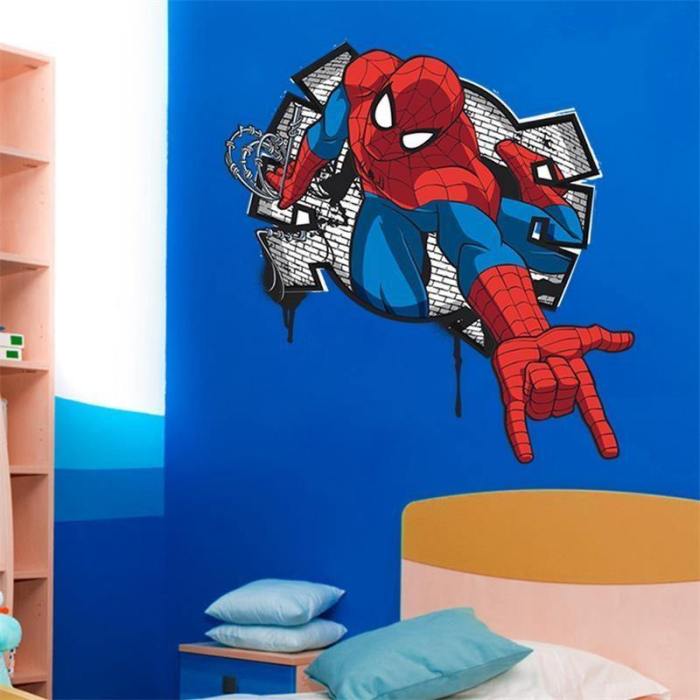 Spiderman Wall Stickers Wallpaper Kids Boys Bedroom Decals Mural Art