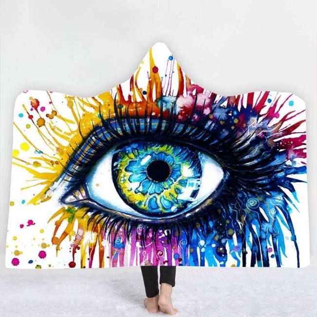 Limited Design: An Eye And A Splash Of Color Hooded Blanket