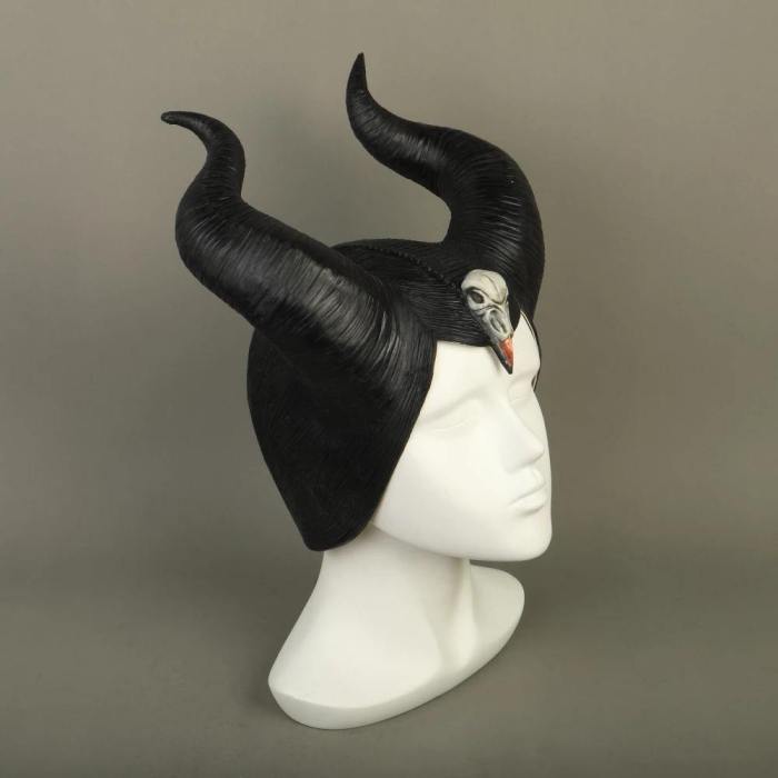 New  Maleficent 2 Hat Deluxe Horns Evil Black Queen Headpiece Latex Cosplay Angelina Jolie Halloween Party Props