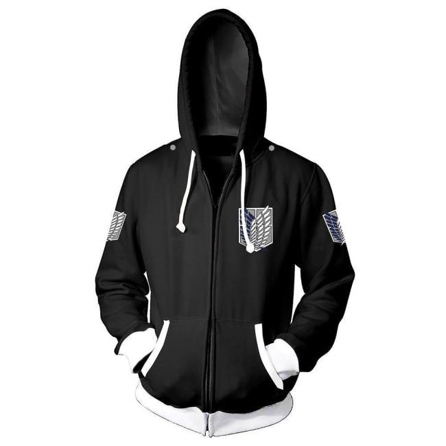 Unisex Anime Attack On Titan : Wings Of Freedom Long Sleeve Full-Zip Hooded Varsity Jacket