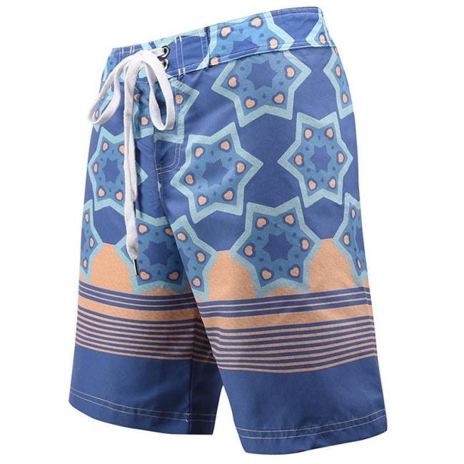 Men'S Beach Board Shorts Blue Stripes Swimming Pants