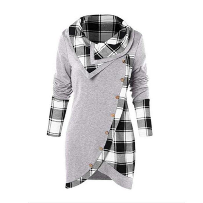 Women Tartan Tunic Sweatshirt Female Pullover Tops