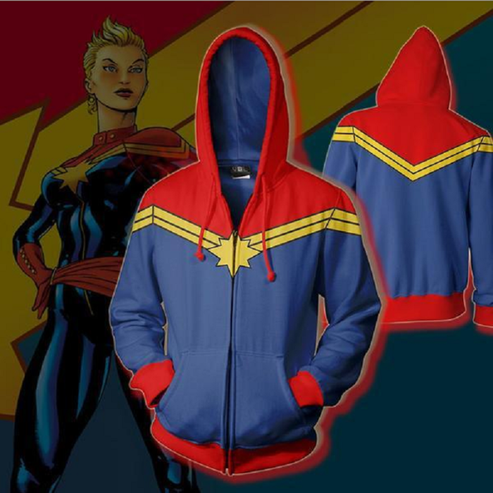 Captain Marvel Hoodie - Carol Danvers Zip Up Hoodie Csos886