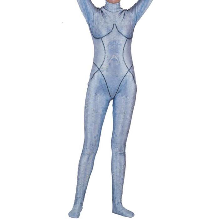 Women Kids Aquaman Queen Atlanna Halloween Bodysuit Cosplay Costume