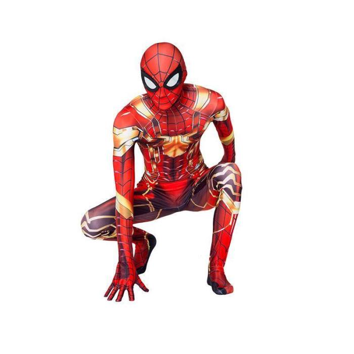 Superhero Halloween Cosplay Iron Man And Spiderman Mix Style Jumpsuit For Men And Teens