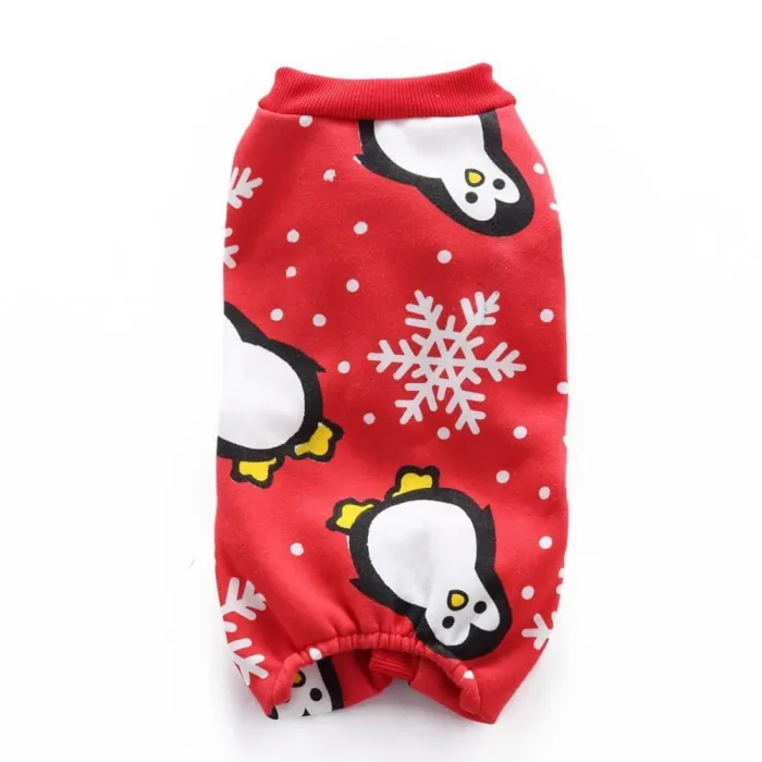 Christmas Snowflake Penguin Pattern Pet Costume