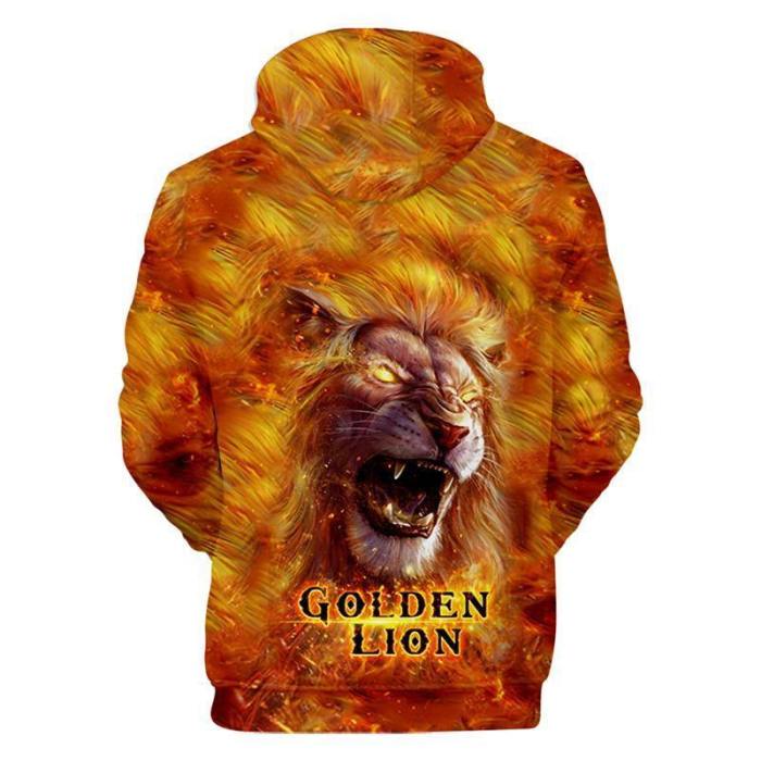 Goldren Lion 3D Print Hoodie Casual Long Sleeve Sweatshirt