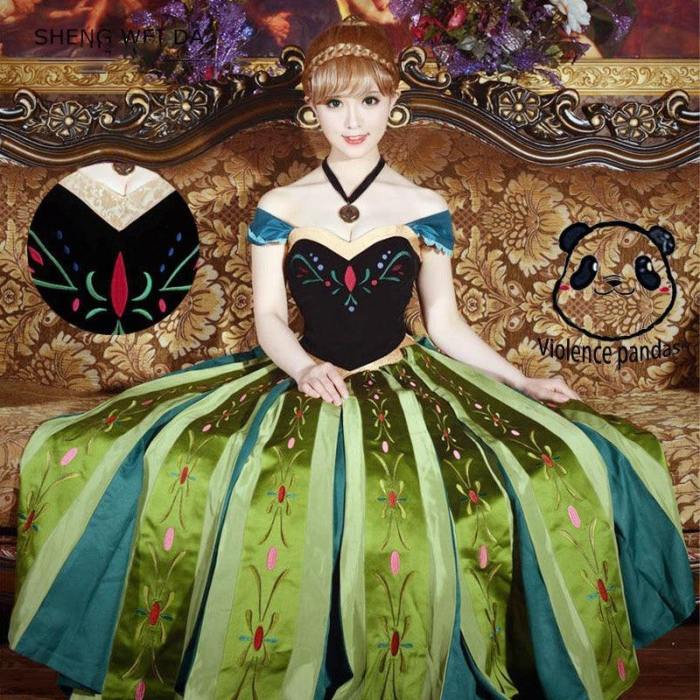 Luxury Adult Princess Anna Cosplay Lolita Coronation Dress Costumes