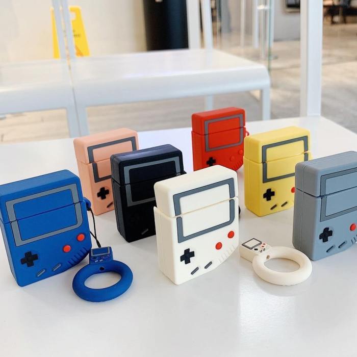 3D Gameboy Game Console Apple Airpods Protective Case Cover With Key Ring