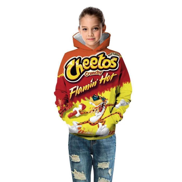Kids 3D Cheetos Print Hoodie Funny Patterned Sweatshirt