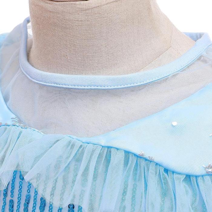 Frozen 2 Elsa Princess Sequins Girls Costume Dresses With Crown Wand Cosplay Party Holiday