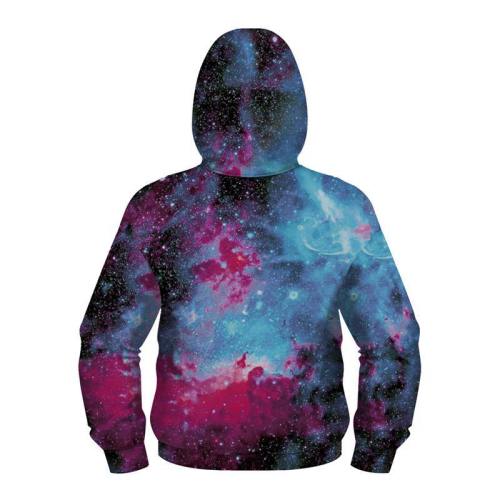 Unisex Kids Full-Zip Hoodie 3D Galaxy Hooded Sweatshirt
