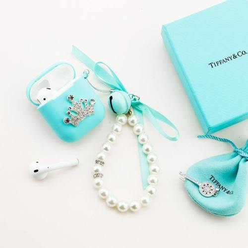 Elegant Crown Embedded Airpods Protective Case Cover With Pearl Accessories