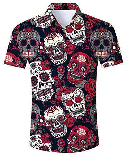 Men'S Hawaiian Shirt Halloween Skeleton