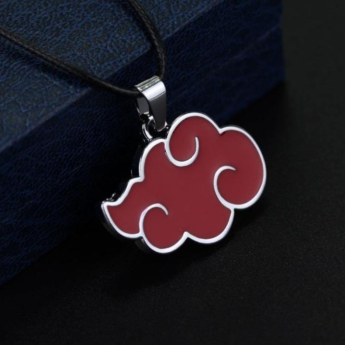 Japanese Anime Naruto Akatsuki Red Cloud Sign Metal Pendant Necklace