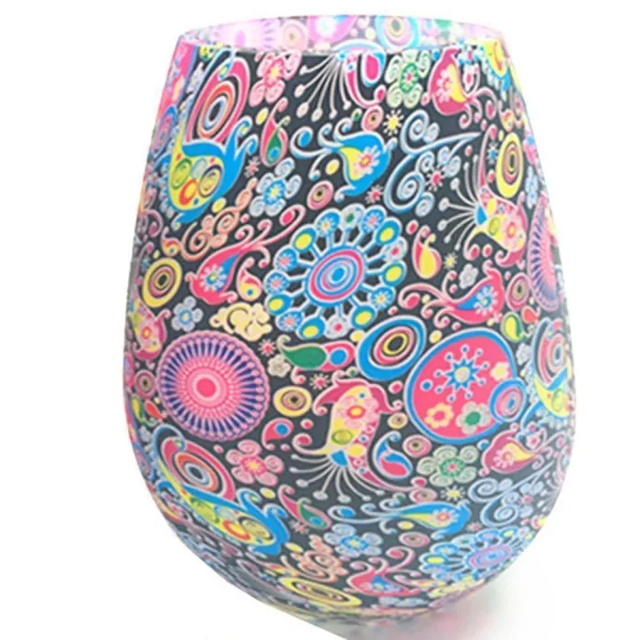 Multi Design Silicone Printed Wine Glasses