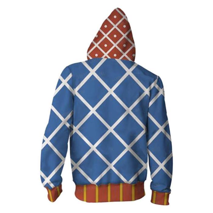 Unisex Guido Mista Hoodies Jojo'S Bizarre Adventure Golden Wind Zip Up 3D Print Jacket Sweatshirt