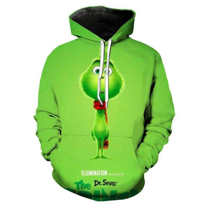 Christmas Gift Grinch 3D Hoodies Shrek Shirt Funny Hoodie Streetwear Grinch Suit Costumes For Adults