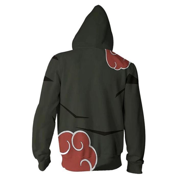 Unisex Zipper Hoodies Cosplay Naruto Hoodies Cool Outerwear Coat Hooded Sweatshirts