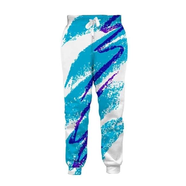 Mens Jogger Pants 3D Printing Blue Graffiti Pattern Trousers