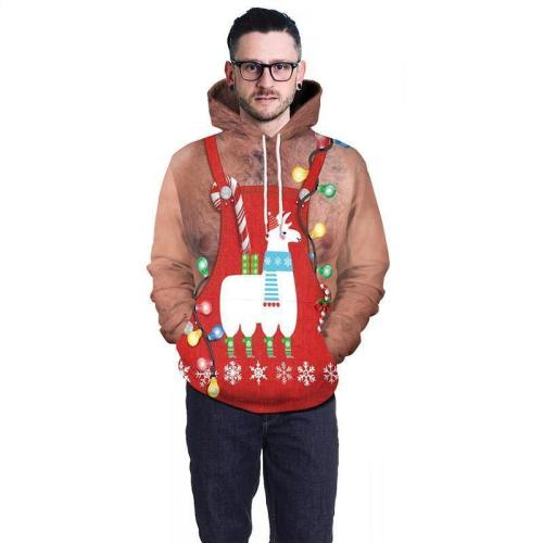 Mens Hoodies 3D Graphic Printed Merry Christmas Ugly Chest Pullover