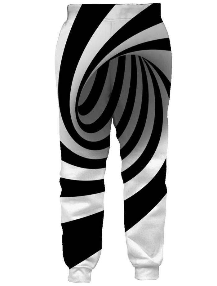 Mens Jogger Pants 3D Printing White Circle Pattern Trousers