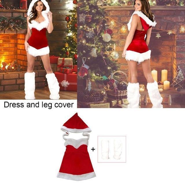 Fashion Adults Christmas Women Costumes Suit Slim Santa Claus Cosplay Costume Dress Xmas Party Fancy Dress