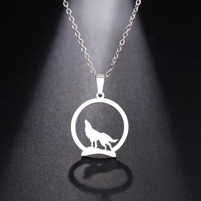 Stainless Steel Wolf Pendant Necklace