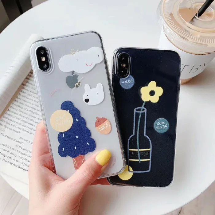 Cute Cartoon Art Drawing Transparent Phone Case