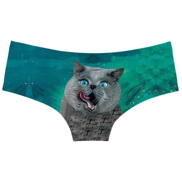 Womens Funny Cat Pattern Underwears Panty Beathable Moisture Wicking Lingerie Briefs