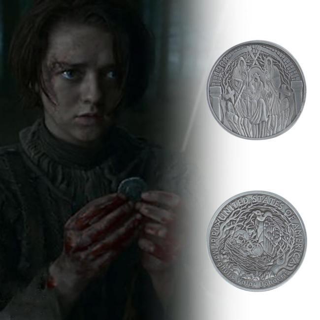 Game Of Thrones Arya Many-Faced God Coin Metal Halloween Cosplay Accessories Props