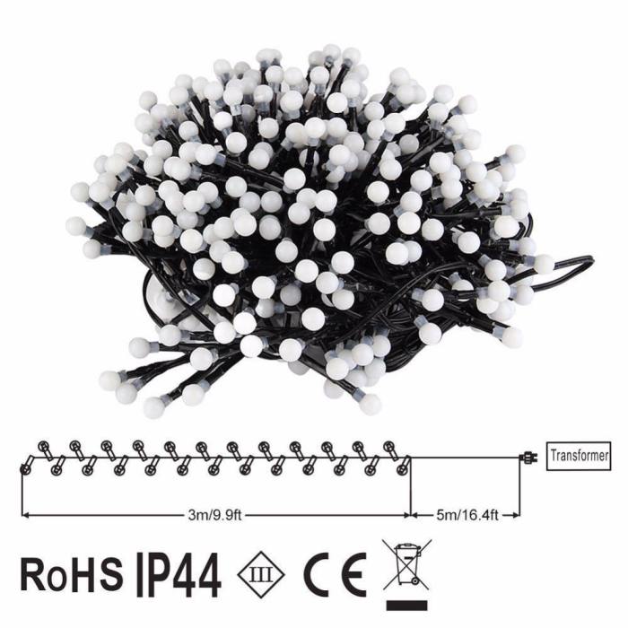 Milky Ball Firecracker Led String Light With Rattan Branch