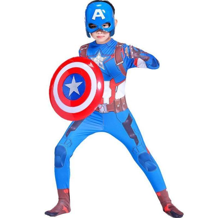 Captain America Child Boy Cosplay Halloween Costume Jumpsuit For Kids