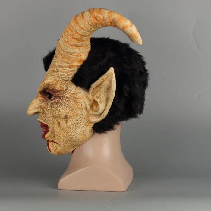 Lucifer Horn Cosplay Latex Helmet Halloween Costume Scary Demon Props