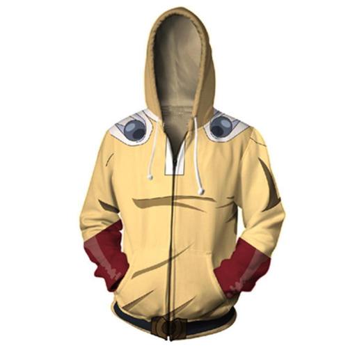 One Punch Man Hoodies - Japanese Anime Zip Up Hooded Sweatshirt