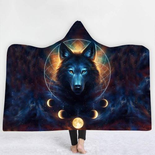 Limited Design: Dreams And Moons Wolf Hooded Blanket